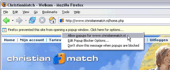 Pop-ups in Mozilla Firefox