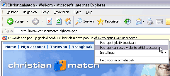 Pop-ups in Internet Explorer 6