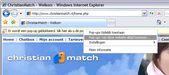 Pop-ups in Internet Explorer 7
